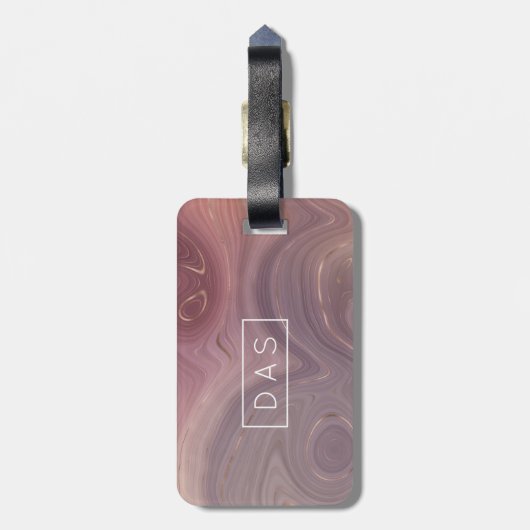 ムーブストラタ |ほこりっぽいピンクのバラ金ゴールドアゲイト・モノグラム ラゲッジタグ (裏面縦)