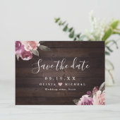 ムーブパープル&桑のフローラ素朴な木結婚の セーブザデート (スタンド正面)