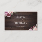 ムーブパープル&桑のフローラ素朴な木結婚の プレイスカード (裏面)