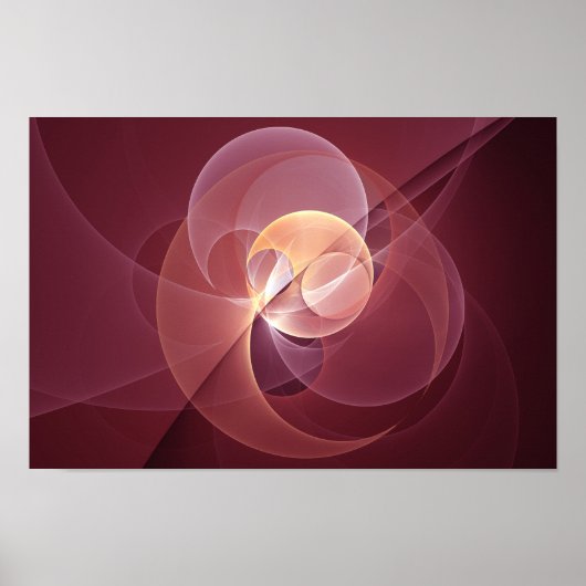 ムーブメントモダン抽象芸術ワインレッドピンクフラクタルアート ポスター (正面)