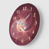 ムーブメントモダン抽象芸術ワインレッドピンクフラクタルアート ラージ壁時計 (傾斜)