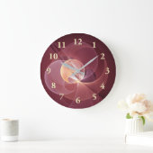 ムーブメントモダン抽象芸術ワインレッドピンクフラクタルアート ラージ壁時計 (ホーム)