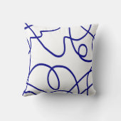 ムーブメント：青と白のラインアート クッション (裏面)