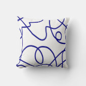 ムーブメント：青と白のラインアート クッション (正面)
