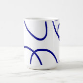 ムーブメント：青と白のラインアート コーヒーマグカップ (中央)