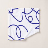 ムーブメント：青と白のラインアート バスタオルセット (ウォッシュタオル)