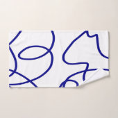 ムーブメント：青と白のラインアート バスタオルセット (ハンドタオル)