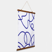 ムーブメント：青と白のラインアート 吊り下げ型タペストリー (傾斜あり)