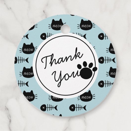 ムーブラックキャット顔ブルーボーイ誕生日ありがとう フェイバータグ (裏面)