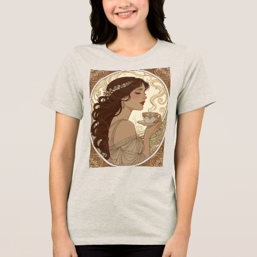 ムーミャ風アルフォンス・ミュシャ様式のコーヒー愛好家 トライブレンドTシャツ (正面)