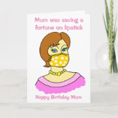 ムームおもしろい顔マスクリップスティック誕生日 カード (正面)