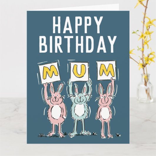 ムームさんの可愛いウサギ誕生日 カード (黄色い花)