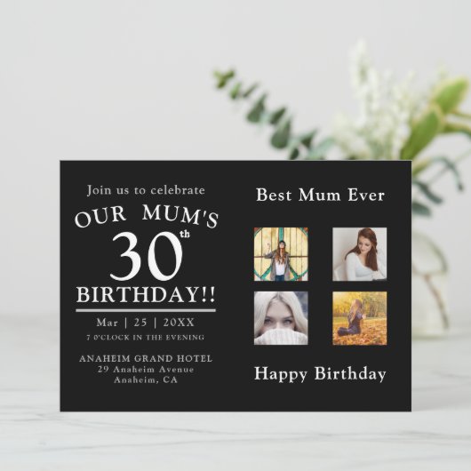 ムームさんの誕生日パーティー写真コラージュ 招待状 (スタンド正面)