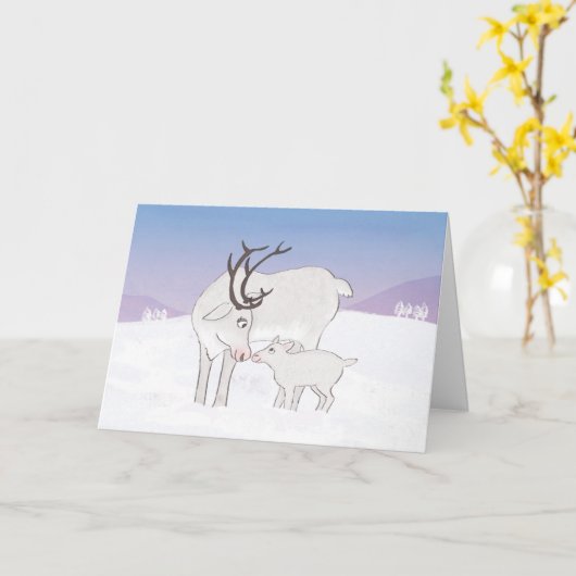 ムームとベビートナカイ・クリスマスカード カード (黄色い花)