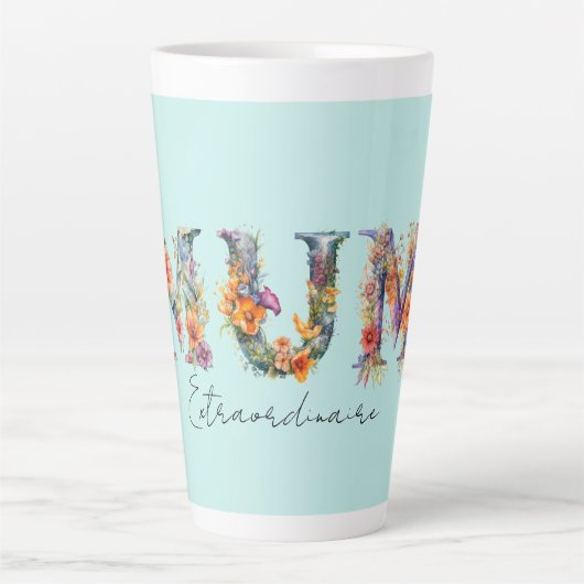 ムームエクストラナディールフローラタイポグラフィ カフェラテマグ (正面)