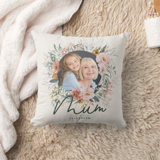 ムームギフト写真水彩フローラ母 クッション (ブランケット)