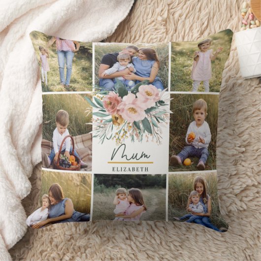 ムームギフト8フォトピンクガーリーの美しいフローラ クッション (ブランケット)