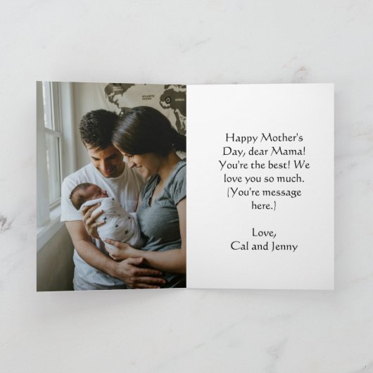 ムームシンプル花用の黄色い緑の花 サンキューカード (内部)