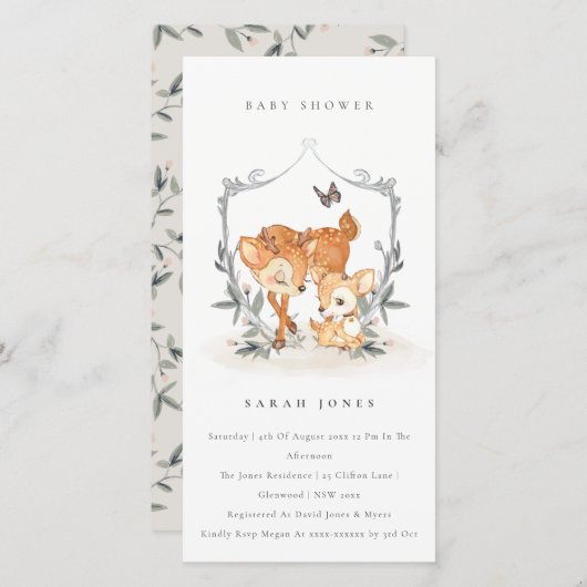 ムームディアファウンフローラクレストベビーシャワー招待状 サンキューカード (正面/裏面)