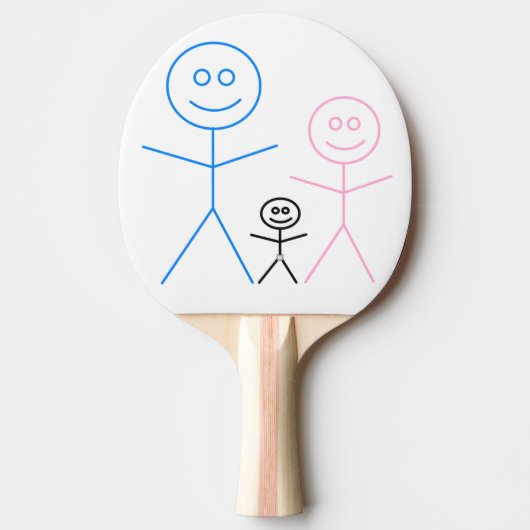 ムームパパ&ベビー棒人間たちスケッチ 卓球ラケット (正面)