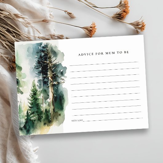 ムームベイビーシャワーのためのシックなウッドランドフォレストアドバイス エンクロージャーカード