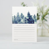 ムームベイビーシャワー用の冬の松林の雪アドバイス エンクロージャーカード (スタンド正面)