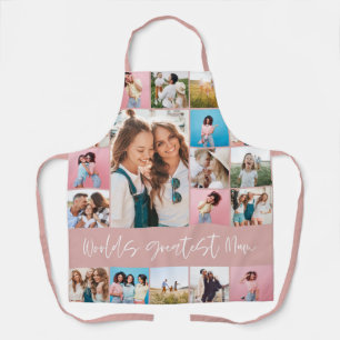 ムーム写真コラージュモダンタイポグラフィシンプルピンク エプロン