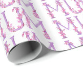 ムーム文字&オーキッドウォーターカラーアートお祝いラップ ラッピングペーパー (ロールコーナー)