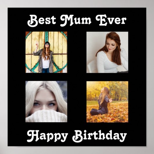 ムーム最高の誕生日写真テンプレートInstagramコラージュ ポスター (正面)
