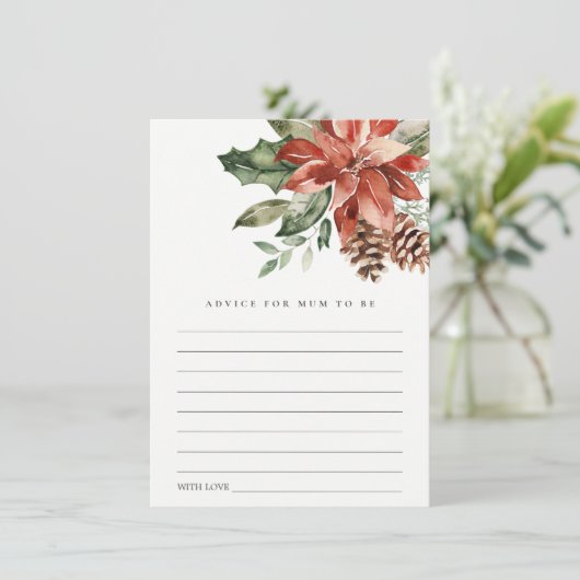 ムーム赤ちゃんシャワーのためのポインセチア松コーン助言 エンクロージャーカード (スタンド正面)