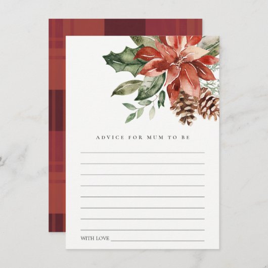 ムーム赤ちゃんシャワーのためのポインセチア松コーン助言 エンクロージャーカード (正面/裏面)