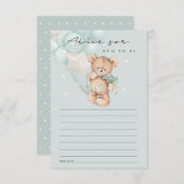 ムーム赤ちゃんシャワー用かわいいブルーベアーバルーンアドバイス エンクロージャーカード (正面/裏面)