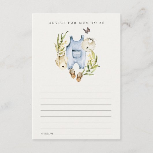 ムーム赤ちゃんシャワー用の葉の多い葉着アドバイス エンクロージャーカード (正面)