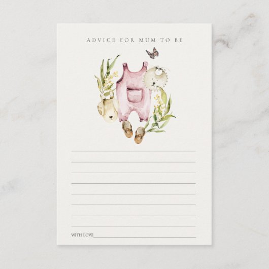 ムーム赤ちゃんシャワー用の葉の多い葉着アドバイス エンクロージャーカード (正面)
