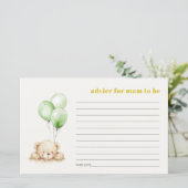 ムーム赤ちゃんシャワー用グリーンベアーバルーンアドバイス (スタンド正面)