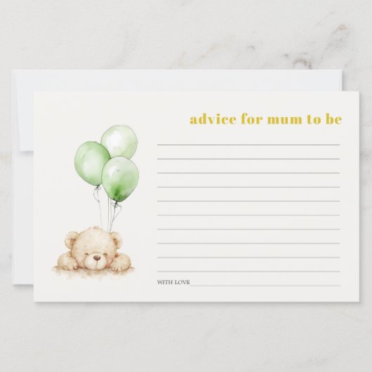 ムーム赤ちゃんシャワー用グリーンベアーバルーンアドバイス (正面)