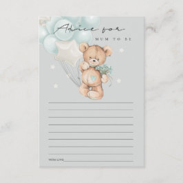 ムーム赤ちゃんシャワー用グレーブルーベアーバルーンアドバイス エンクロージャーカード