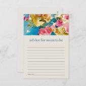 ムーム赤ちゃんシャワー用シックなピンクブルーフローラアドバイス エンクロージャーカード (正面/裏面)