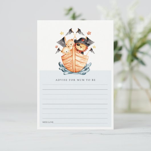 ムーム赤ちゃんシャワー用海賊船ライオンCubアドバイス エンクロージャーカード (スタンド正面)