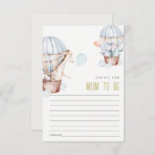 ムーム赤ちゃんシャワー用熱風船動物アドバイス エンクロージャーカード (正面/裏面)