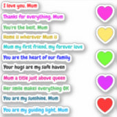 ムーム・ステッカーが大好き（メッセージ・ギフト） シール (正面)