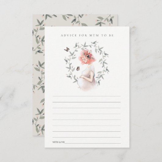ムーム・ベイビー・シャワー用の妊婦アドバイス エンクロージャーカード (正面/裏面)