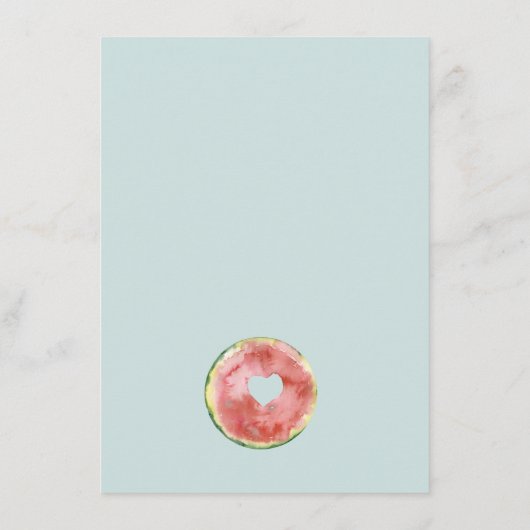 ムーム・ベイビー・シャワー用の小さな青いメロンアドバイス エンクロージャーカード (裏面)