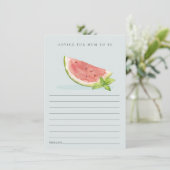 ムーム・ベイビー・シャワー用の小さな青いメロンアドバイス エンクロージャーカード (スタンド正面)