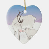 ムーム&ベビートナカイパーソナライズされたクリスマスオーナメント セラミックオーナメント (右)