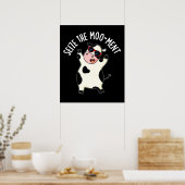 ムーメントおもしろいカウプンダークBGをつかむ ポスター (キッチン)