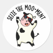 ムーメントの牛のおもしろいフンをつかむ ラウンドシール (正面)