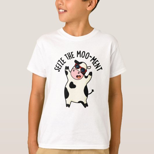 ムーメントの牛のおもしろいフンをつかむ Tシャツ (正面)