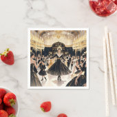 ムーランルージュスタイル、ブラックと金ゴールド、リッチな贅沢 スタンダードカクテルナプキン (インサイチュ)