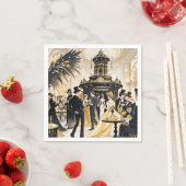 ムーランルージュスタイル、ブラックと金ゴールド、リッチな贅沢 スタンダードカクテルナプキン (インサイチュ)